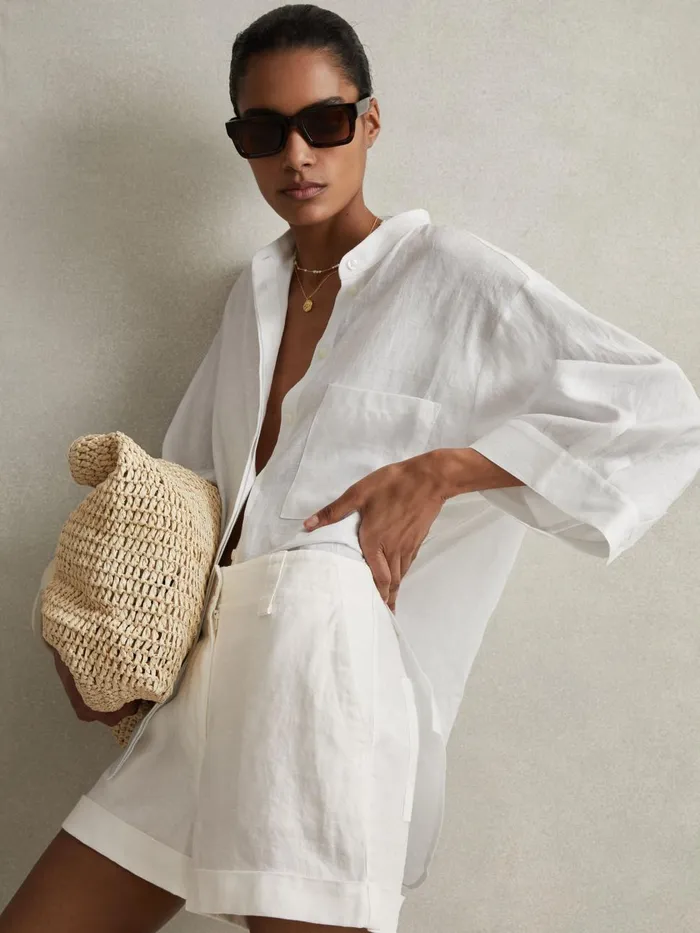 Women Reiss Blouses and Shirts Winona Relaxed Sleeve Linen Shirt White