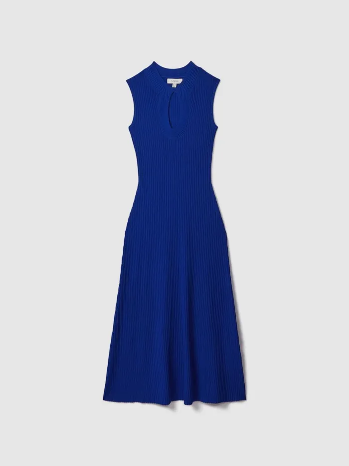 Women Reiss Brands Ribbed Midi Dress Bright Blue