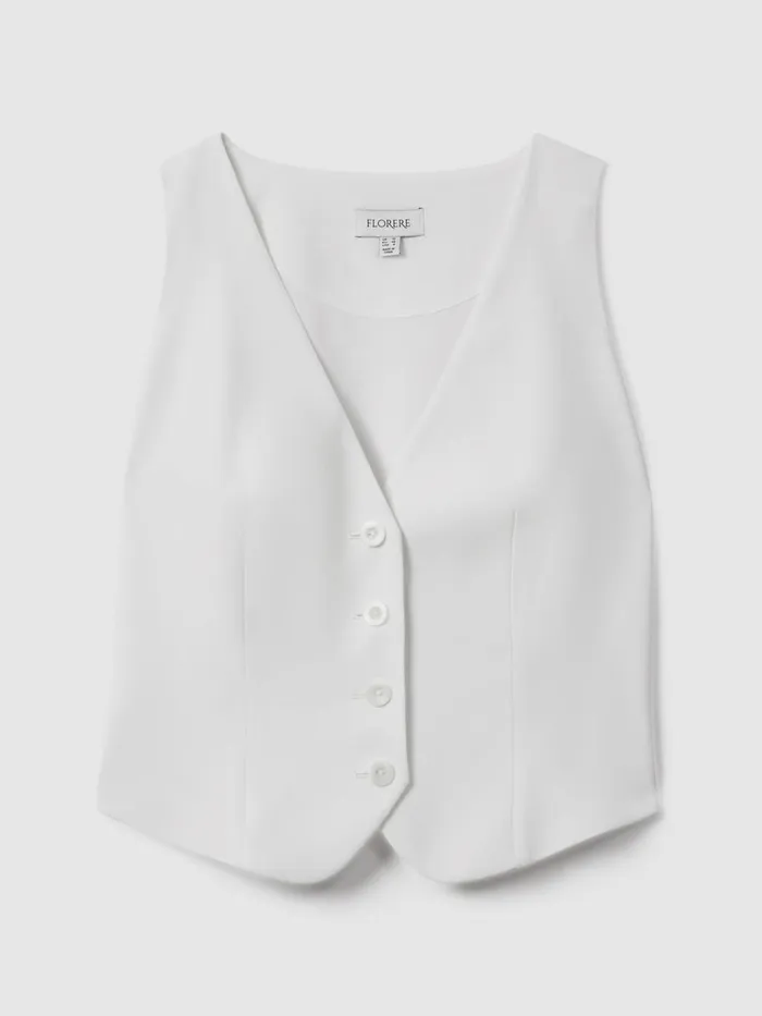 Women Reiss Brands Single Breasted Waistcoat Ivory