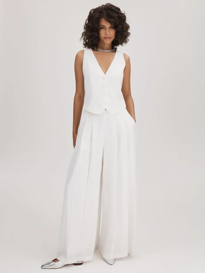 Women Reiss Brands Single Breasted Waistcoat Ivory
