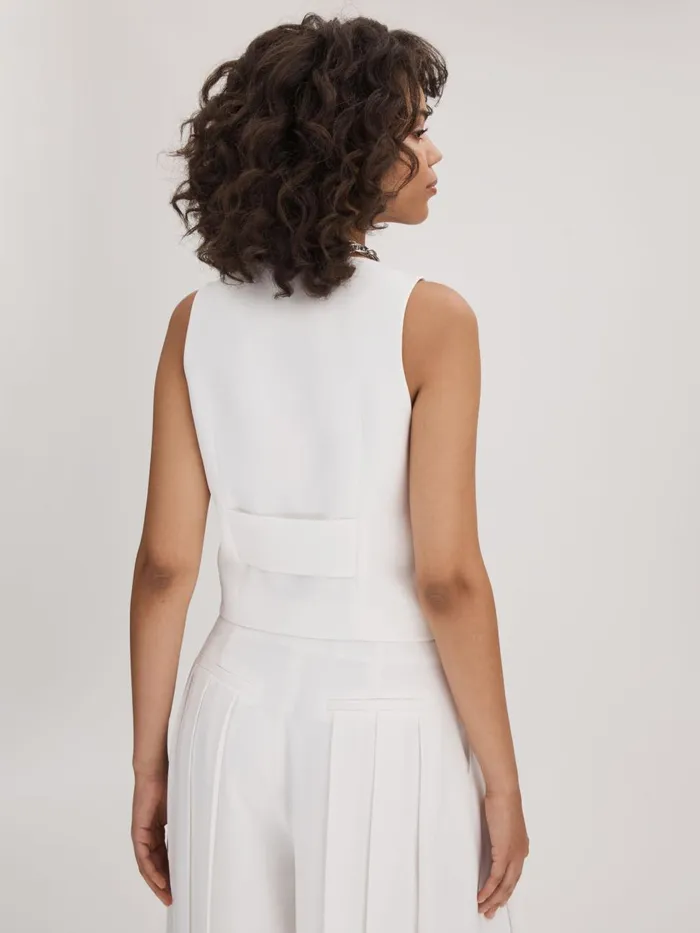 Women Reiss Brands Single Breasted Waistcoat Ivory