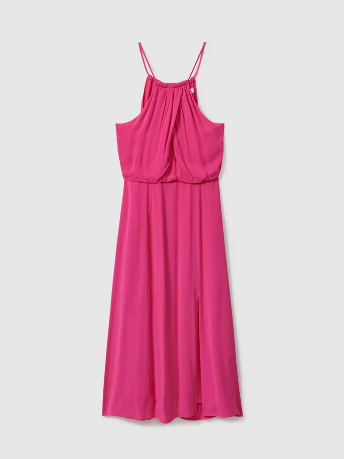 Women Reiss Dresses Elliana Drape Front Midi Dress Pink