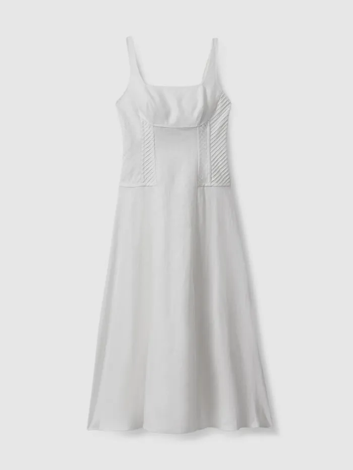 Women Reiss Dresses Etta Linen Corset Midi Dress Ivory