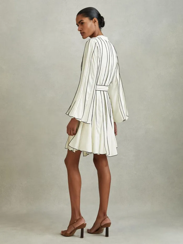 Women Reiss Dresses Orla Contrast Ruffle Mini Dress Ivory