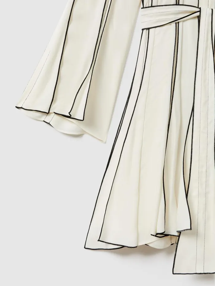 Women Reiss Dresses Orla Contrast Ruffle Mini Dress Ivory