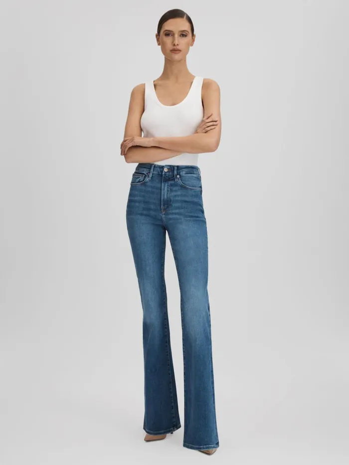 Women Reiss Jeans American Good American Always Fits Flared Jeans Indigo