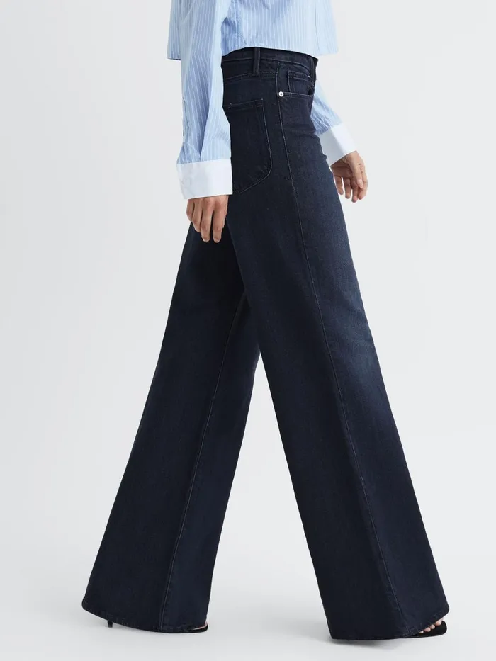 Women Reiss Jeans American Soft Tech Palazzo Jeans Indigo