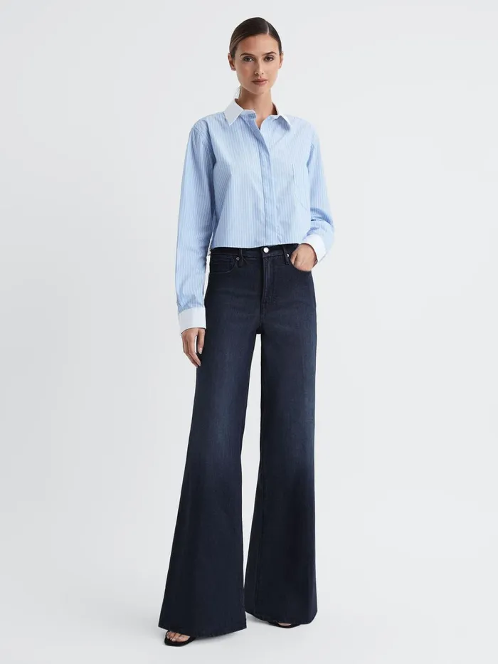 Women Reiss Jeans American Soft Tech Palazzo Jeans Indigo
