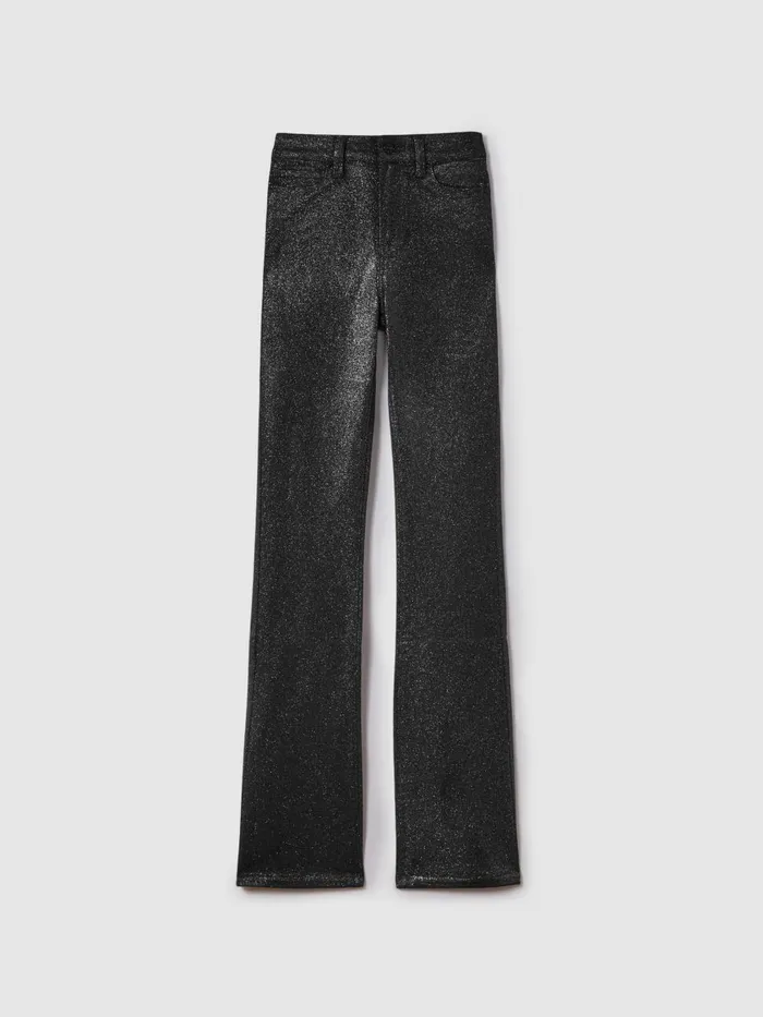 Women Reiss Jeans High Rise Sparkly Trousers Blacksilver