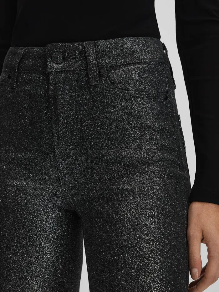 Women Reiss Jeans High Rise Sparkly Trousers Blacksilver