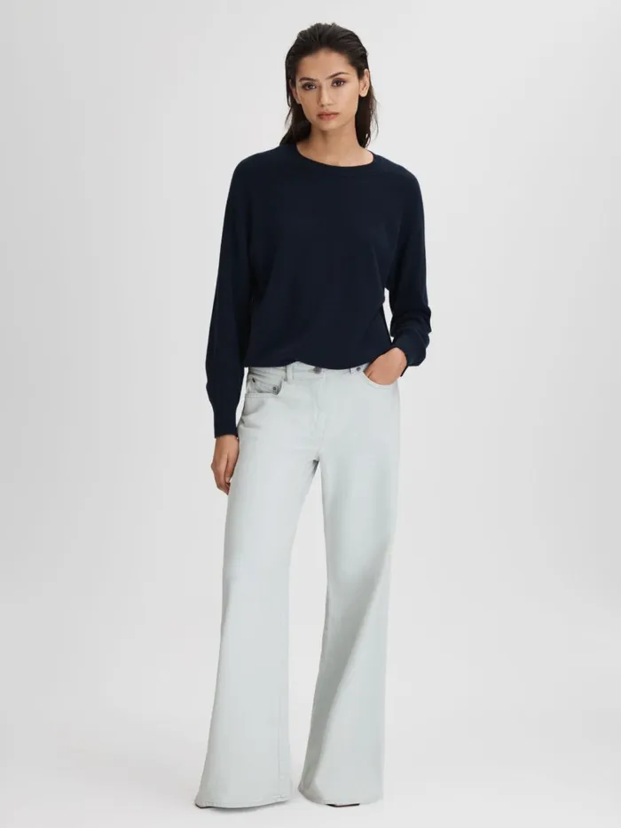 Women Reiss Jeans Maize Flared Side Seam Jeans Light Blue