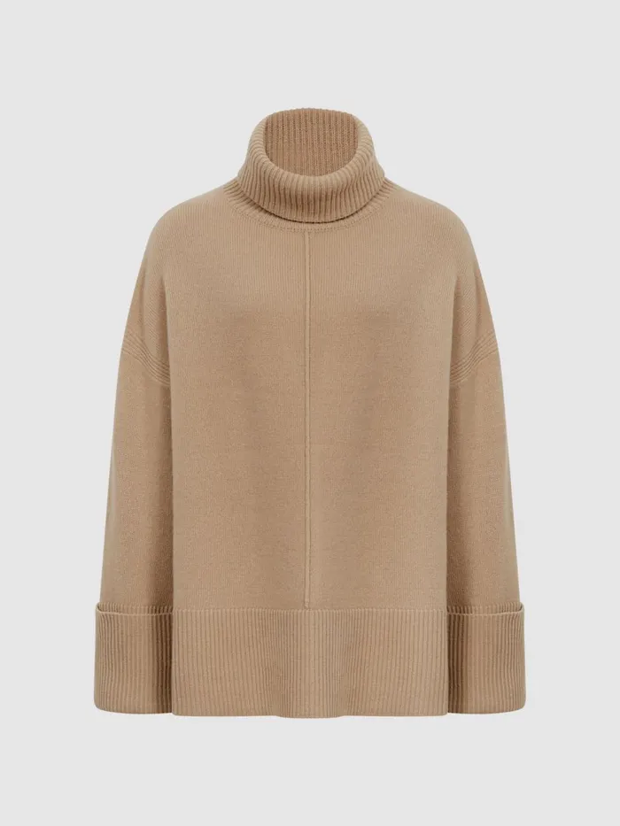 Women Reiss Knitwear Sarah WoolCashmere Roll Neck Jumper Camel