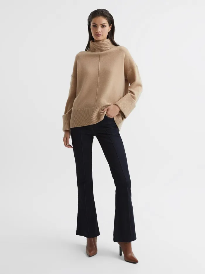 Women Reiss Knitwear Sarah WoolCashmere Roll Neck Jumper Camel