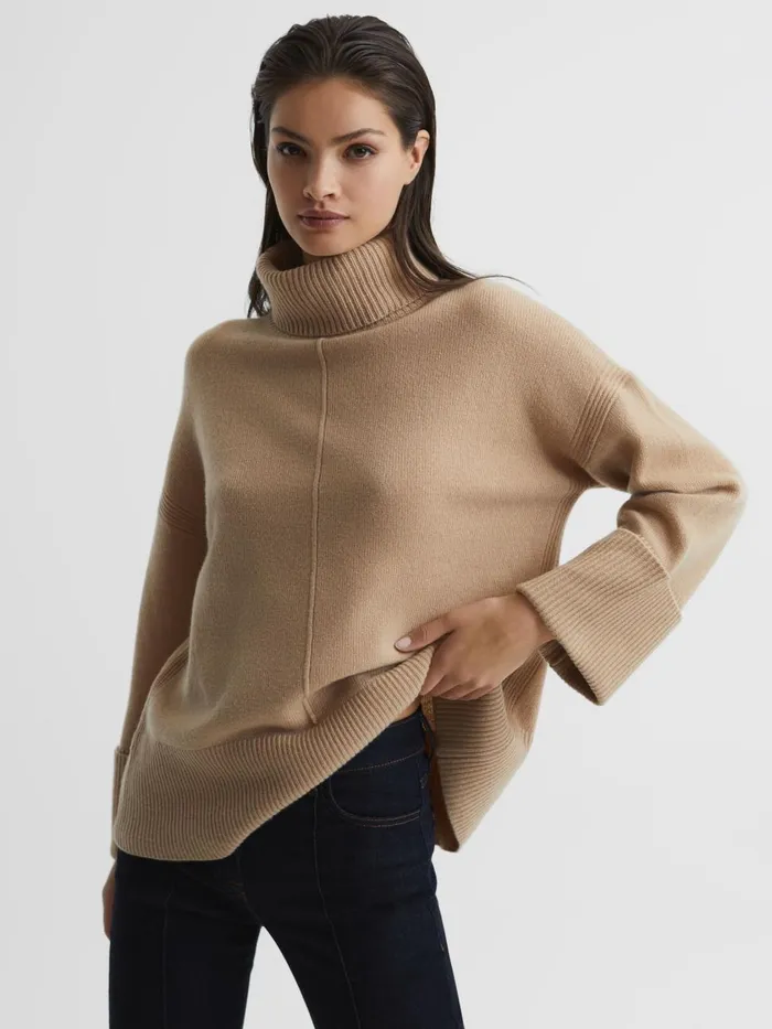 Women Reiss Knitwear Sarah WoolCashmere Roll Neck Jumper Camel