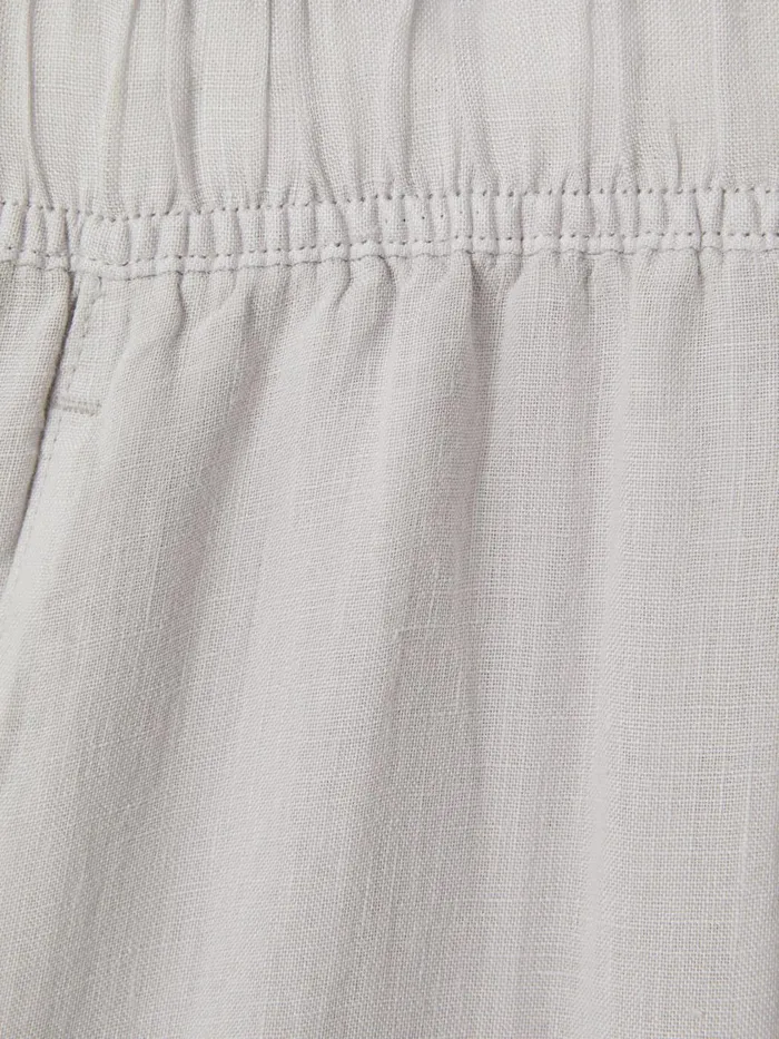 Women Reiss Pants Cleo Garment Dyed Wide Leg Linen Trousers Dusty Blue