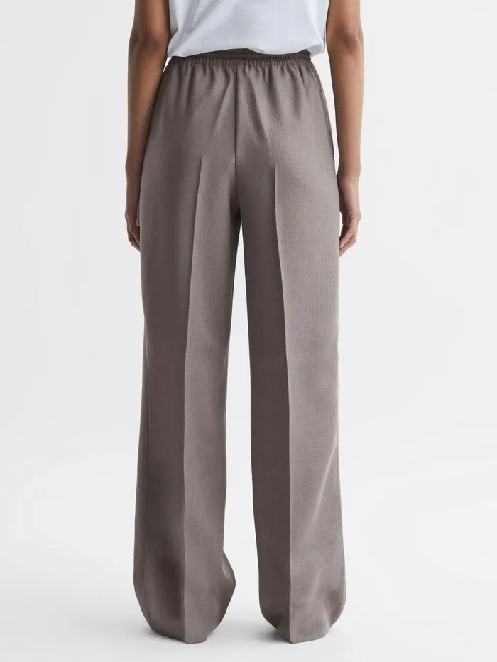 Women Reiss Pants Sunnie Drawstring Wide Leg Trousers Mink
