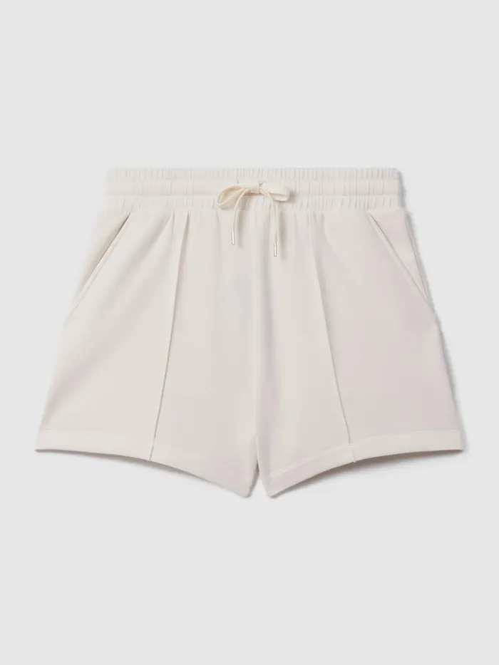 Women Reiss Shorts Joanna Modal Blend Drawstring CoOrd Sweat Shorts Ivory