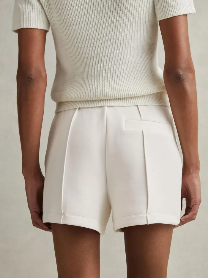 Women Reiss Shorts Joanna Modal Blend Drawstring CoOrd Sweat Shorts Ivory