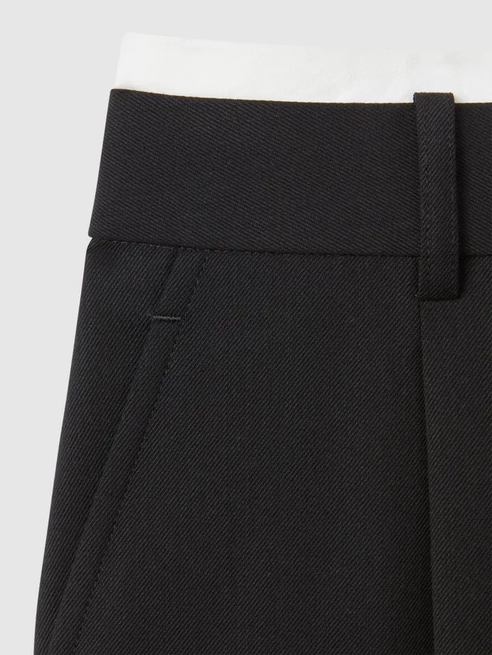 Women Reiss Shorts Karyn Tailored Wool Blend Contrast Trim Shorts Black