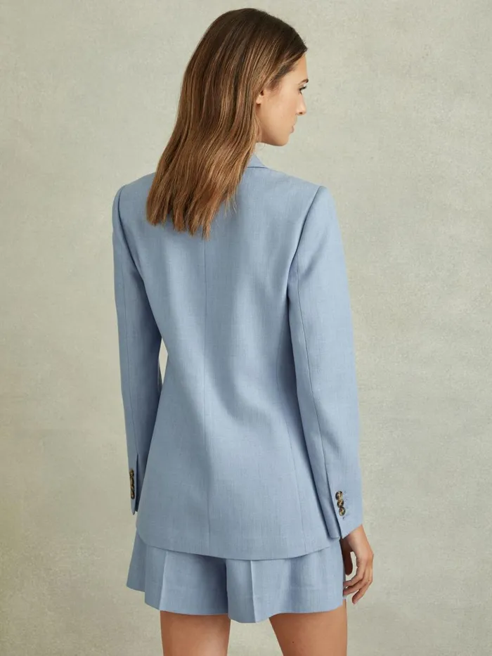 Women Reiss Suits and Tailoring June Double Breasted Suit Blazer With TENCEL Fibers Blue