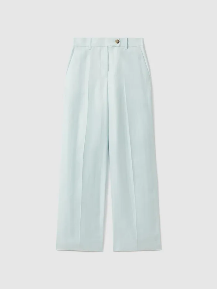 Women Reiss Suits and Tailoring Lori ViscoseLinen Wide Leg Suit Trousers Blue