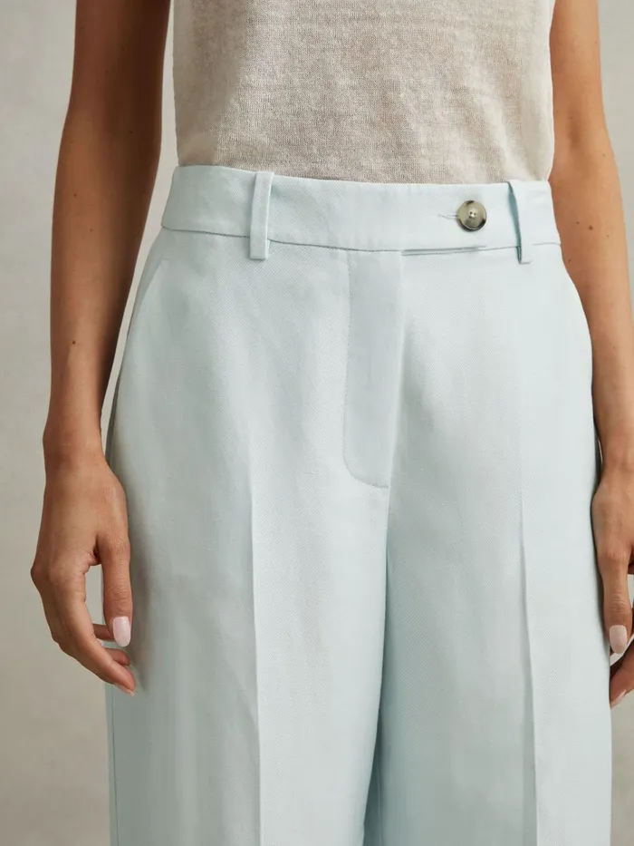 Women Reiss Suits and Tailoring Lori ViscoseLinen Wide Leg Suit Trousers Blue