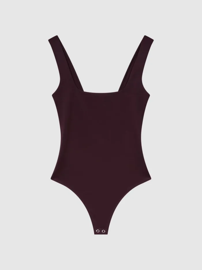 Women Reiss Tops American Square Neck Thong Bodysuit Malbec