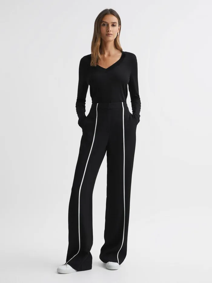 Women Reiss Tops Brady Jersey VNeck Top Black