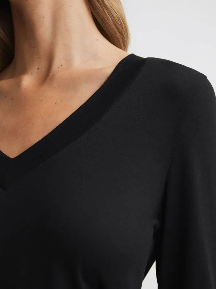 Women Reiss Tops Brady Jersey VNeck Top Black