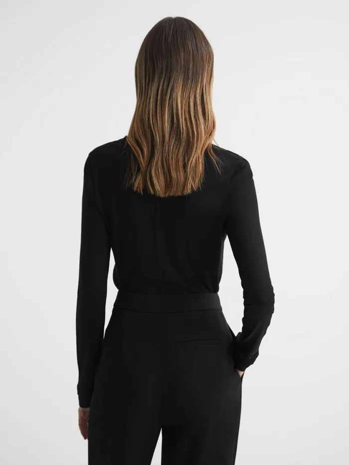 Women Reiss Tops Brady Jersey VNeck Top Black