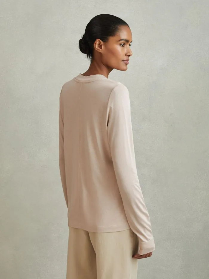Women Reiss Tops Brady Jersey VNeck Top Stone