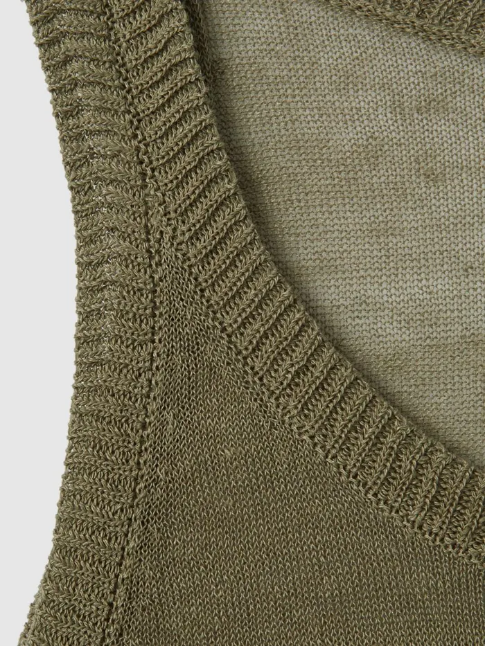 Women Reiss Tops Catrice Linen Blend Crew Neck Vest Sage