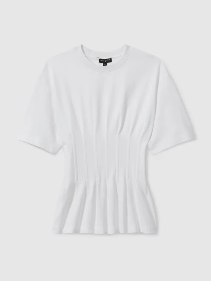 Women Reiss Tops Corset Detail TShirt White