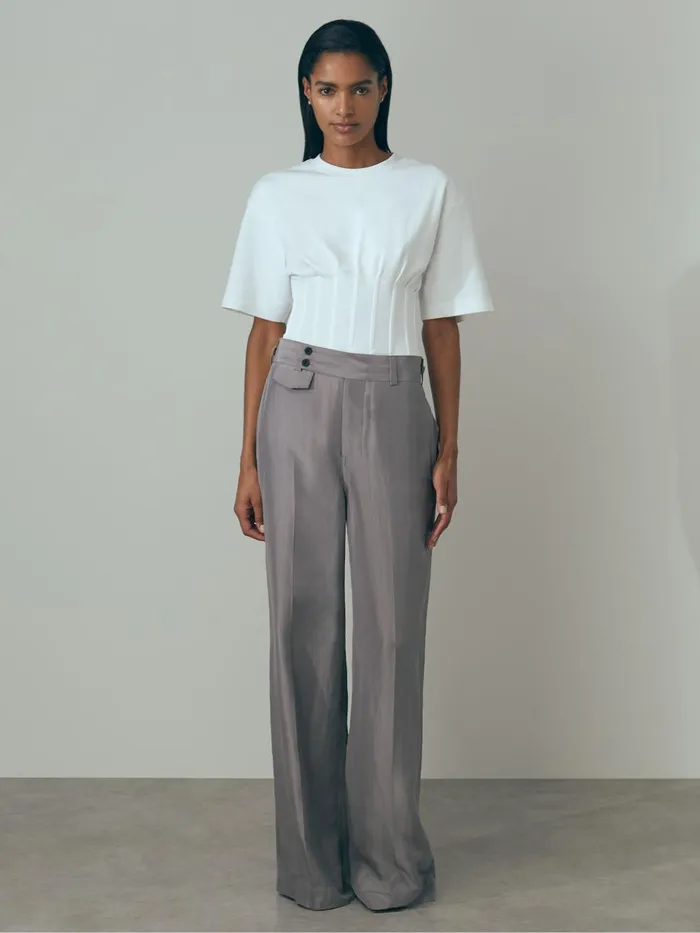 Women Reiss Tops Corset Detail TShirt White