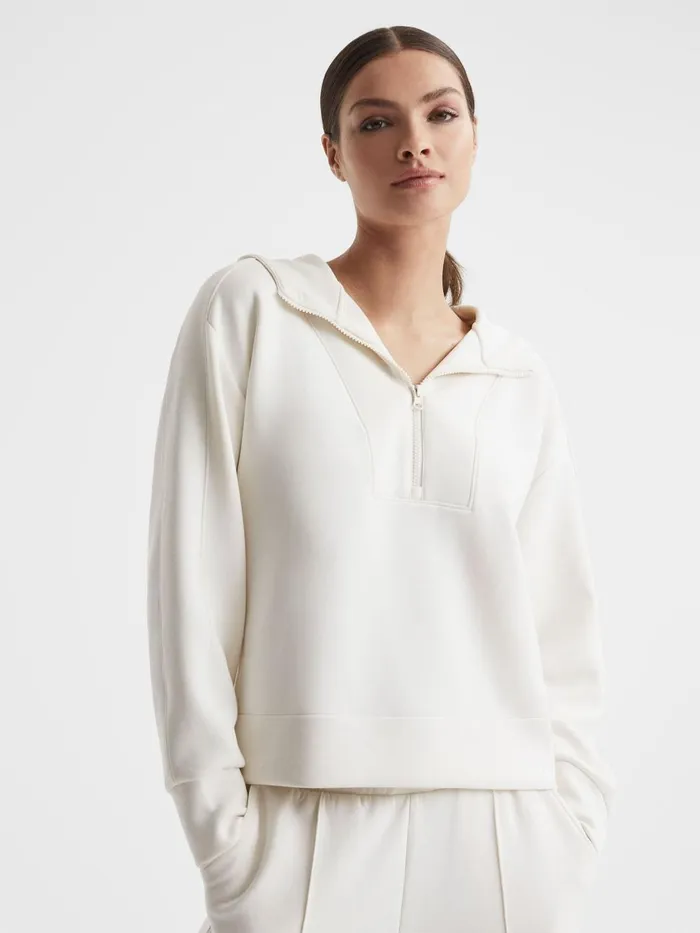 Women Reiss Tops Jemma HalfZip Hoodie Ivory