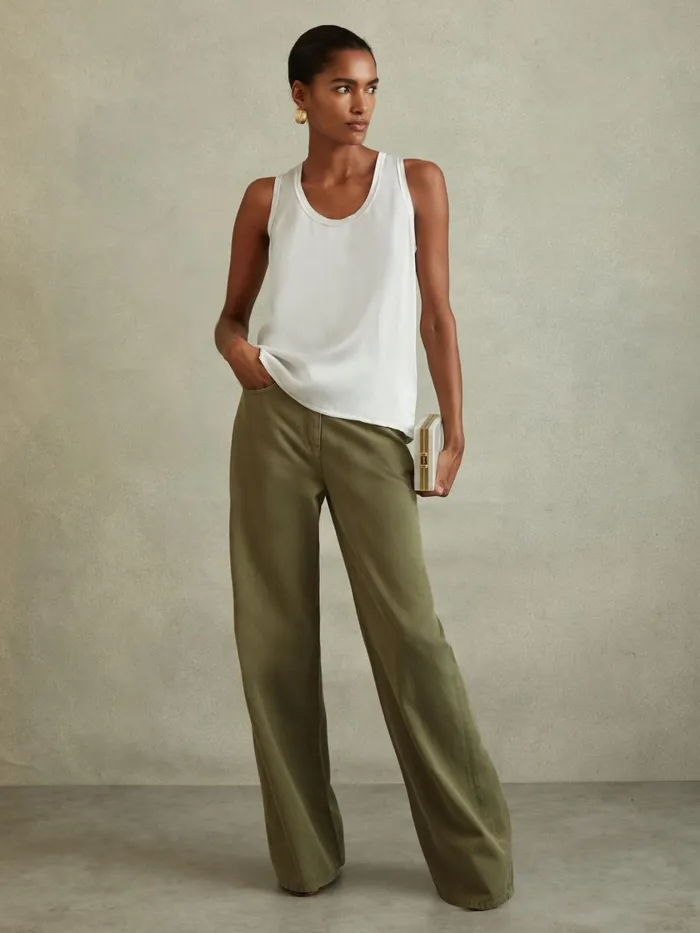 Women Reiss Tops Riley Silk Front Vest White