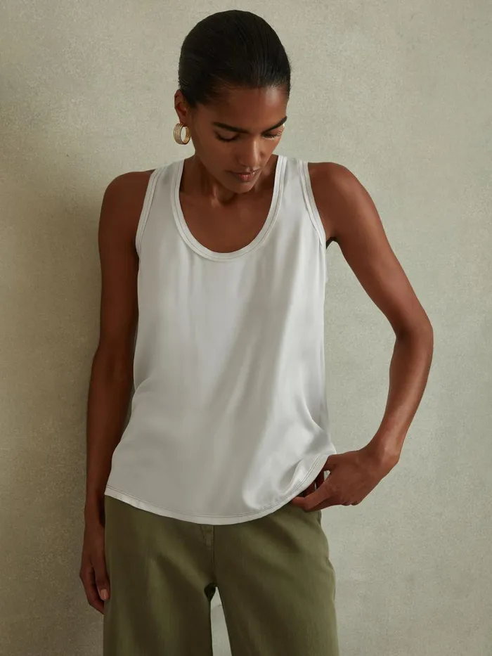 Women Reiss Tops Riley Silk Front Vest White