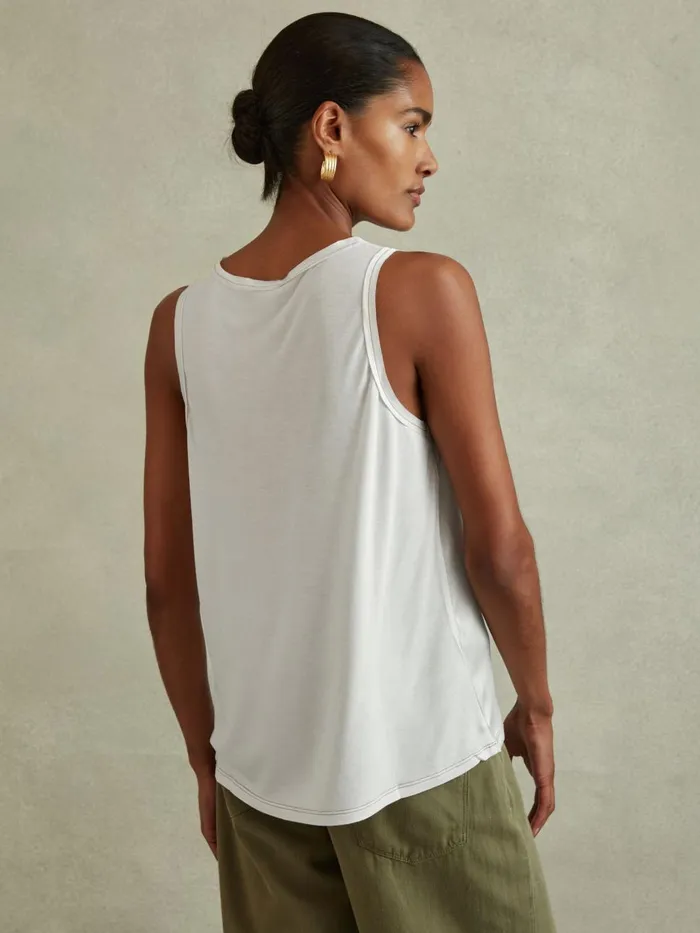 Women Reiss Tops Riley Silk Front Vest White