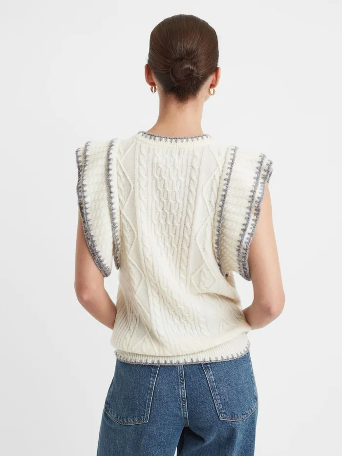 Women Reiss Tops Thompson Madeleine Thompson WoolCashmere Ruffle Sleeve Vest Cream