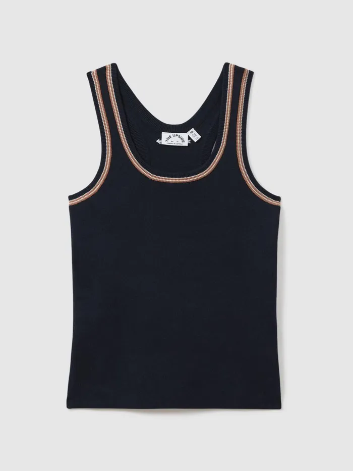 Women Reiss Tops Upside Cotton Blend Tank Top Navy