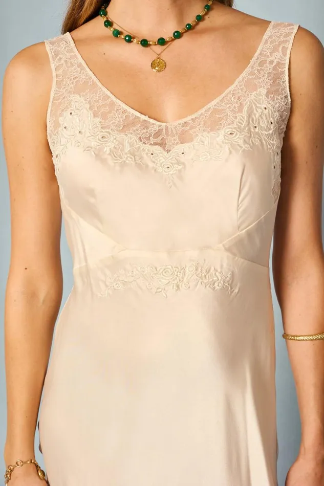 Women RIXO All Bridal Aurele Silk Maxi Dress Rose Embroidery Champagne