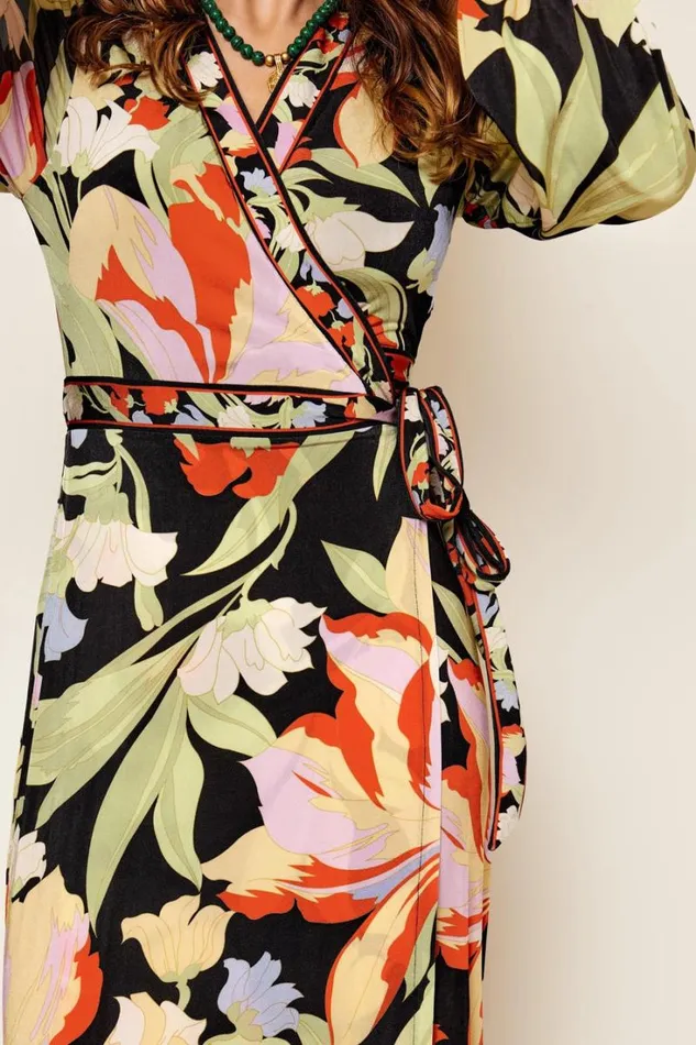 Women RIXO All Clothing Annora Wrap Dress Cece Floral Black