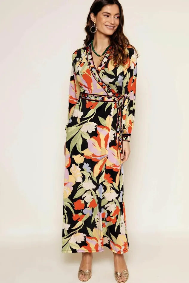 Women RIXO All Clothing Annora Wrap Dress Cece Floral Black
