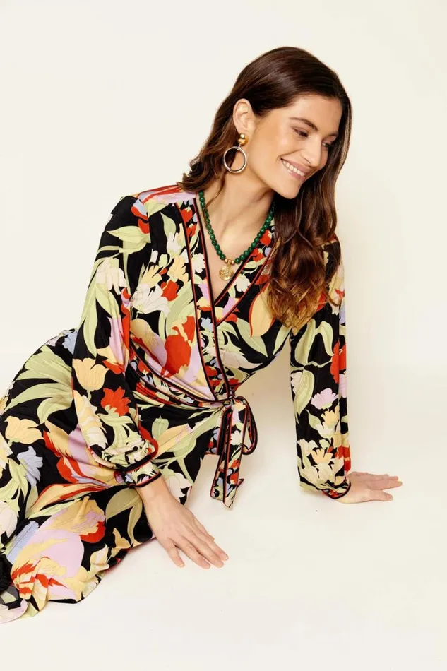Women RIXO All Clothing Annora Wrap Dress Cece Floral Black