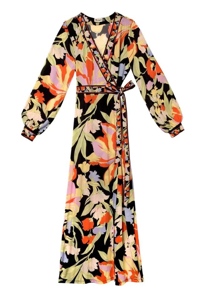 Women RIXO All Clothing Annora Wrap Dress Cece Floral Black
