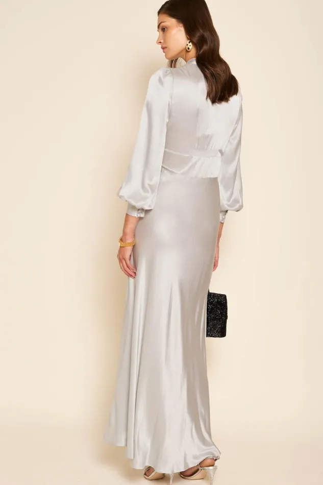 Women RIXO All Clothing Emory Satin Gown Silver