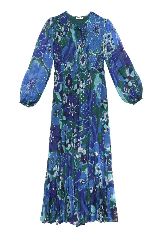 Women RIXO All Clothing Lori Metallic Midi Dress Miami Floral Emerald
