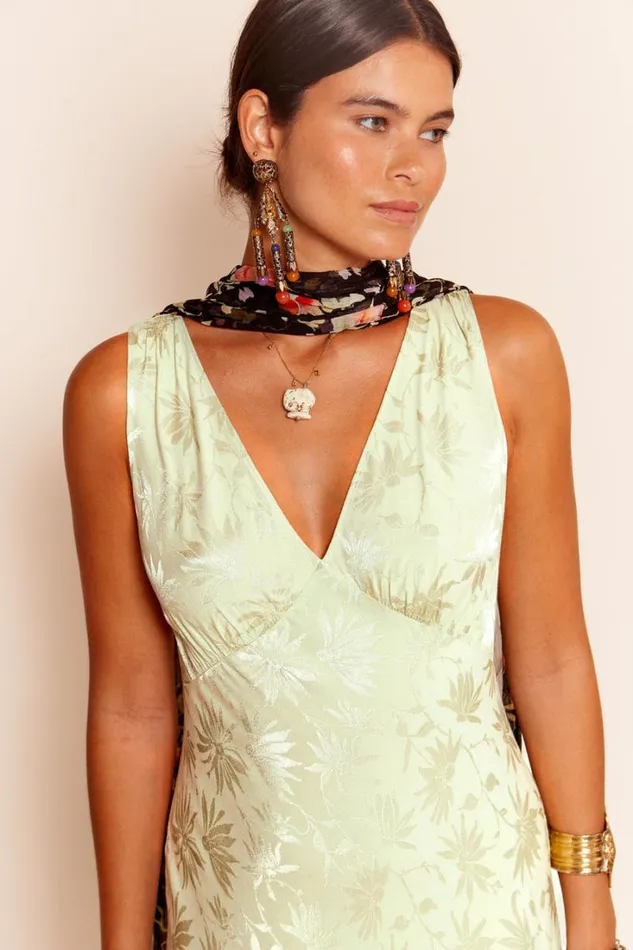 Women RIXO All Clothing Sandrine Midi Dress Daisy Jacquard Sage