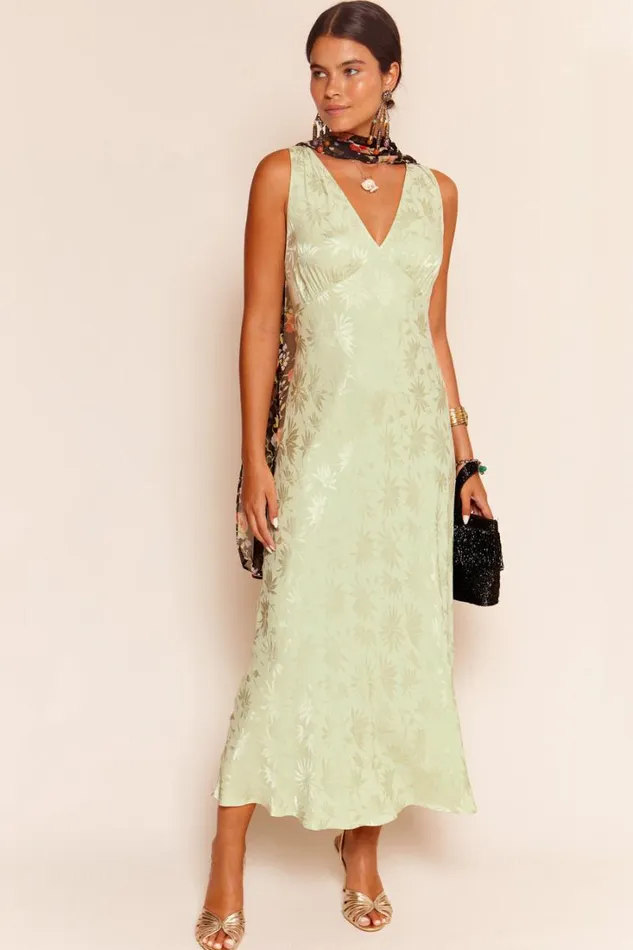 Women RIXO All Clothing Sandrine Midi Dress Daisy Jacquard Sage