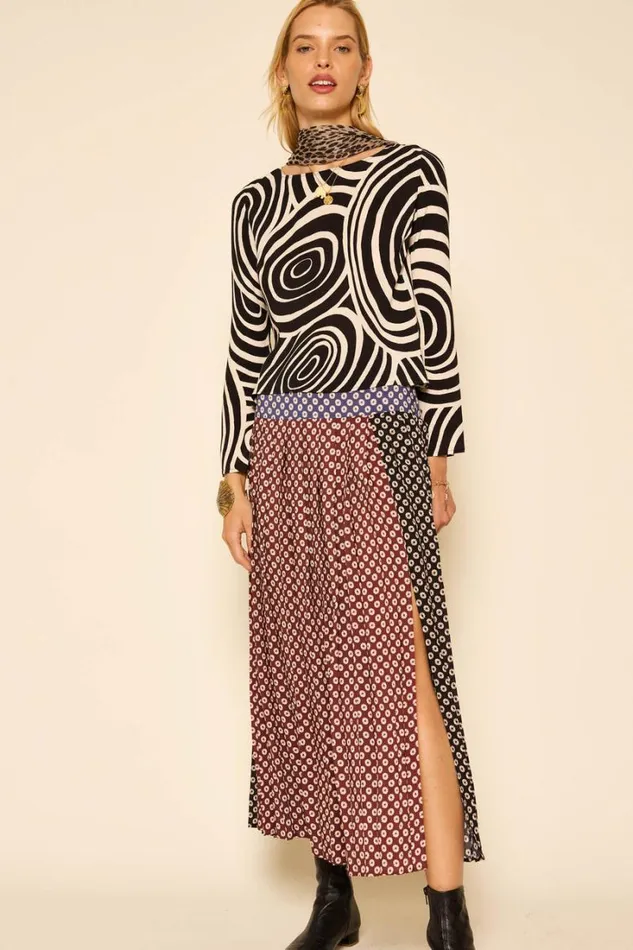 Women RIXO All Clothing Tina Midi Skirt Shibori Black